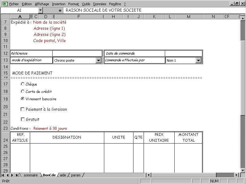 Bon de commande : modèle gratuit sous Excel, PDF