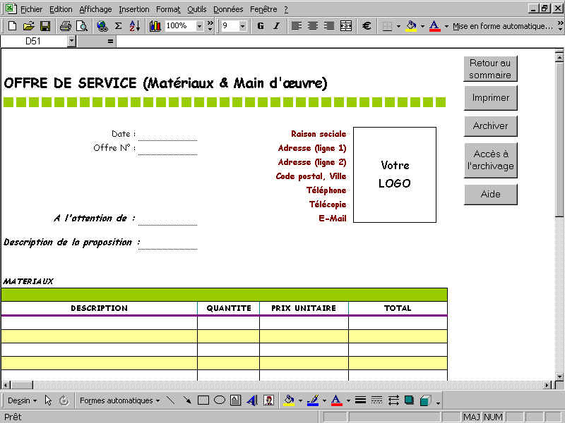 exemple planning de livraison excel