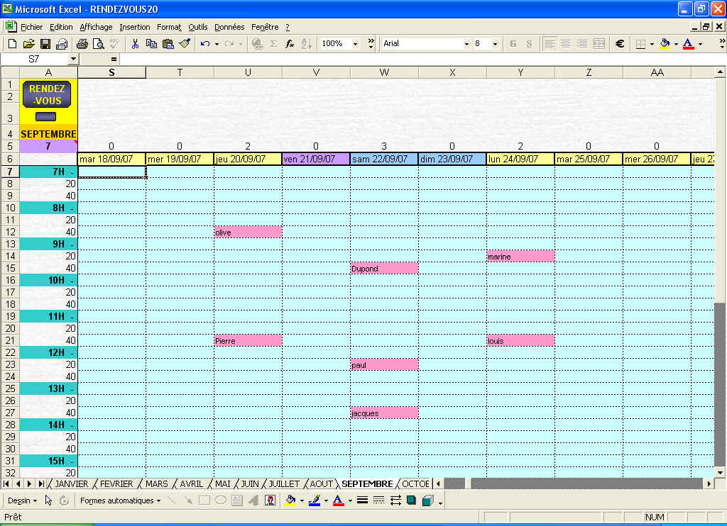 exemple planning visite medicale